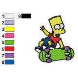 Professional Bart Playing Scooter Embroidery Design